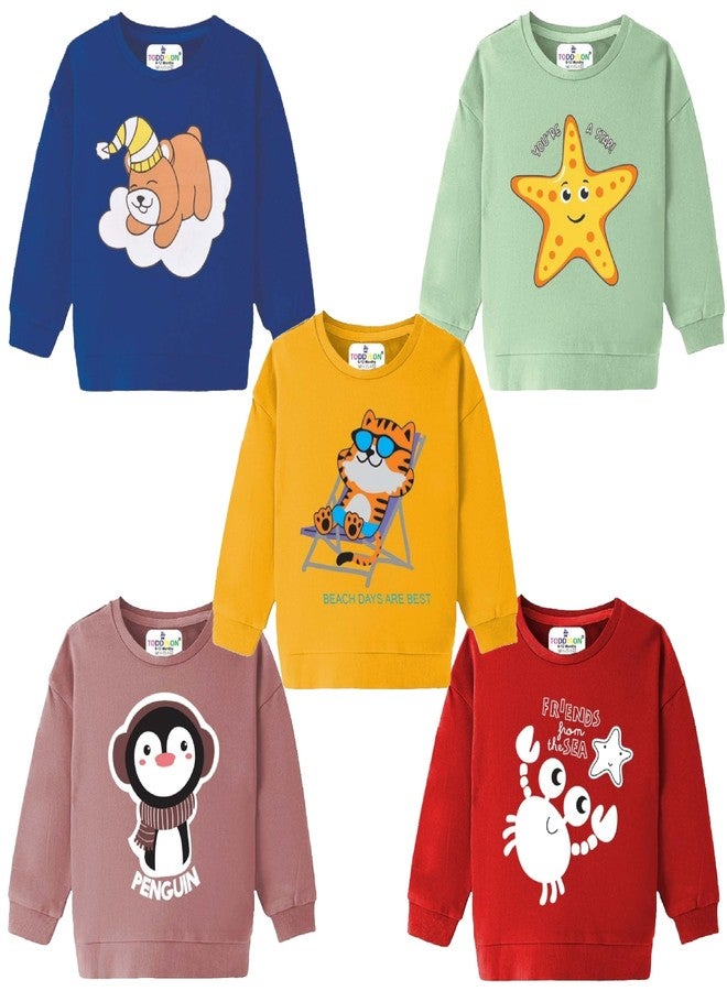 Toddylon Baby Tshirts Full Sleeves Regular Fit Unisex T-Shirt Round Neck Pullover Sweatshirt | Cotton Tees | Printed Top (Tshirts Only) (Pack of 5, 2-3 Years) - Image 2