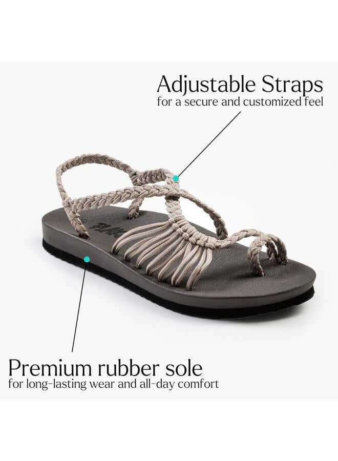 Plaka Atlantis Arch Support Sandals for Women, Stylish Comfort Summer Sandal for Beach Walks and Casual Outings, Rope Sandals for Women | Brazilian Sand, Size 7 - Image 4