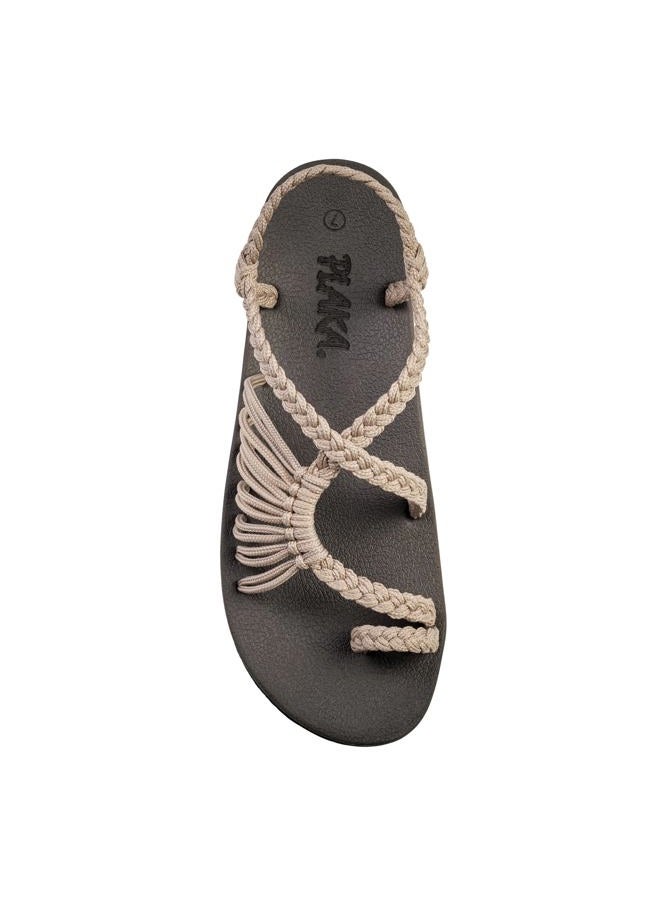 Plaka Atlantis Arch Support Sandals for Women, Stylish Comfort Summer Sandal for Beach Walks and Casual Outings, Rope Sandals for Women | Brazilian Sand, Size 7 - Image 1