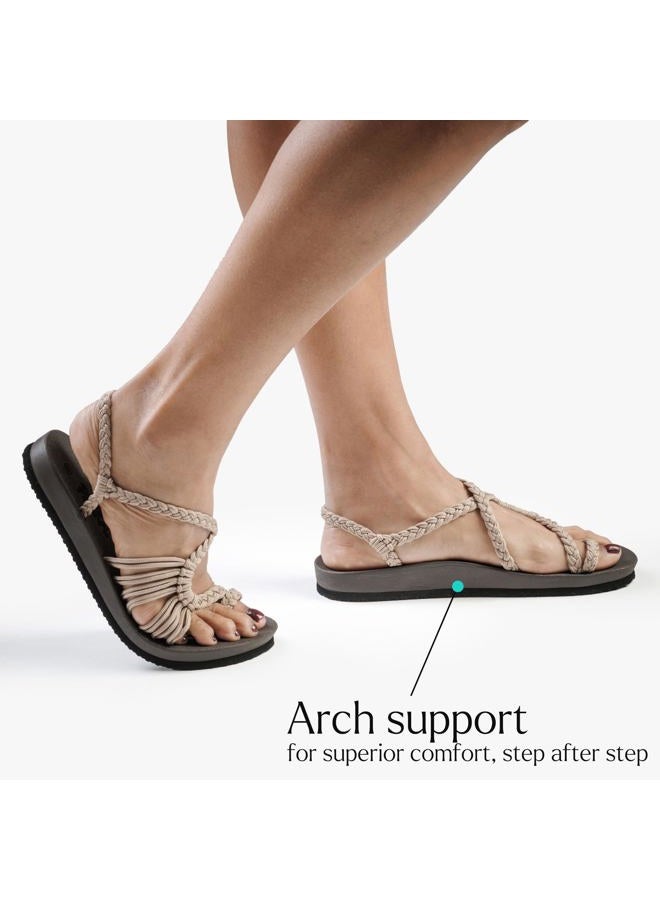 Plaka Atlantis Arch Support Sandals for Women, Stylish Comfort Summer Sandal for Beach Walks and Casual Outings, Rope Sandals for Women | Brazilian Sand, Size 7 - Image 2