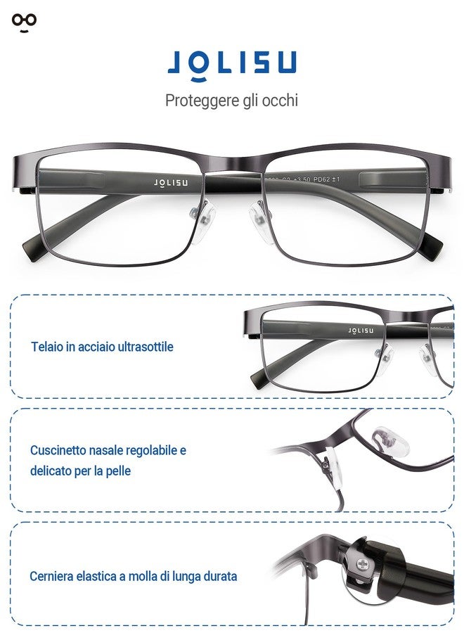 JOLISU 5PCS Reading Glasses Men - Blue Light Blocking Computer Metal Thin Frame Readers For Mens/Women（2.00） - Image 4