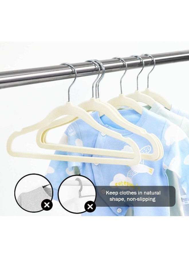 Red Dot Gift 50 Pack Baby Velvet Hangers 11Inch/28cm - Nursery Clothes Hangers Non Slip Toddler Hangers, 360 Chrome Swivel Hook - Image 3