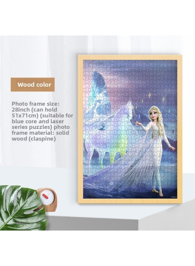 Solid Wood Photo Frame Mounted Creative Picture Frame Wall Hanging 500 Pieces 1000 Pieces Puzzle Special Picture Frame Wooden Exquisite Picture Frame-Color:Laser 1000 Frame With Cardboard-Log  - Image 1