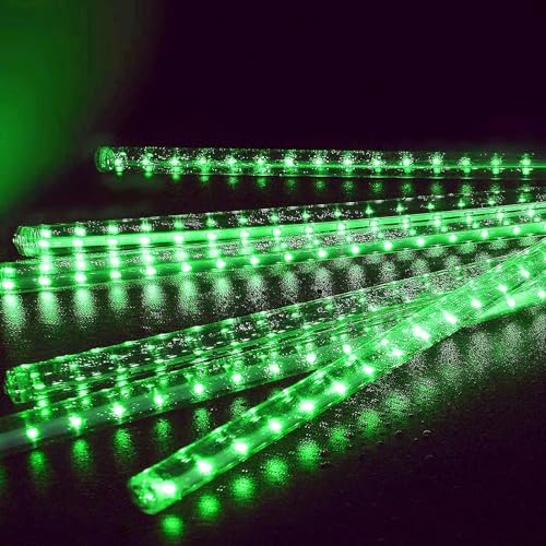 LITEHOM Rain Drop Lights, LED Meteor Shower Lights 11.8 inch 8 Tubes 192leds, Icicle Falling Lights for Diwali Lights for Decoration for Home Xmas Tree Christmas Decoration Outdoor (Green) - Image 2