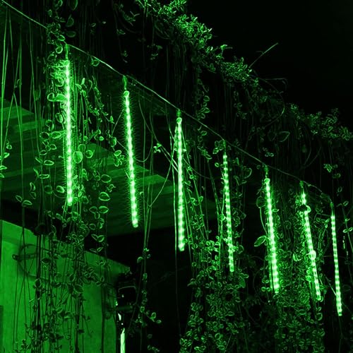 LITEHOM Rain Drop Lights, LED Meteor Shower Lights 11.8 inch 8 Tubes 192leds, Icicle Falling Lights for Diwali Lights for Decoration for Home Xmas Tree Christmas Decoration Outdoor (Green) - Image 4