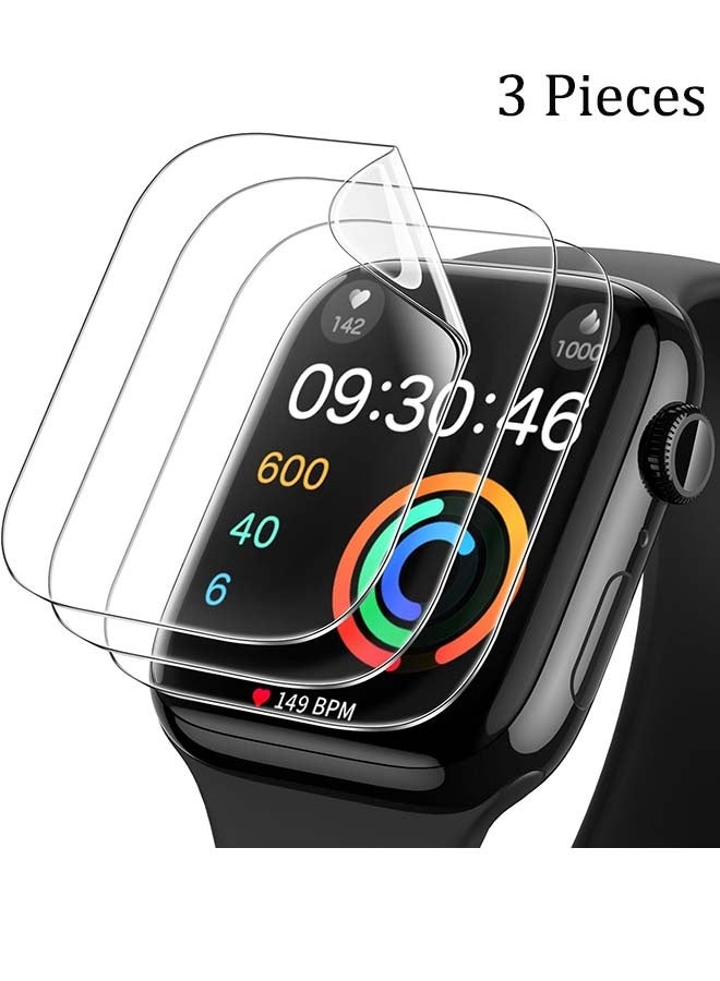 واقي شاشة لساعة أبل سيريس ١٠ مقاس ٤٦ مم، عبوة من ٣ قطع، غشاء مرن من البولي يوريثين الحراري (TPU) ذاتي الشفاء، واقي شاشة شفاف عالي الدقة مضاد للخدش، خالٍ من الفقاعات، حساس للمس. - Image 1