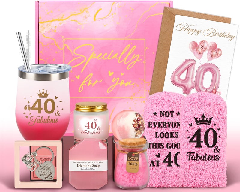 Giftota 40th Birthday Gifts Women, 40 Year Old Birthday Gifts for Women Self Care Relaxing Spa Gift Basket Fabulous 40th Birthday Gift Idea for Her Happy 40Yr Birthday Gift for Woman Mom Wife Sister Friends - Image 1