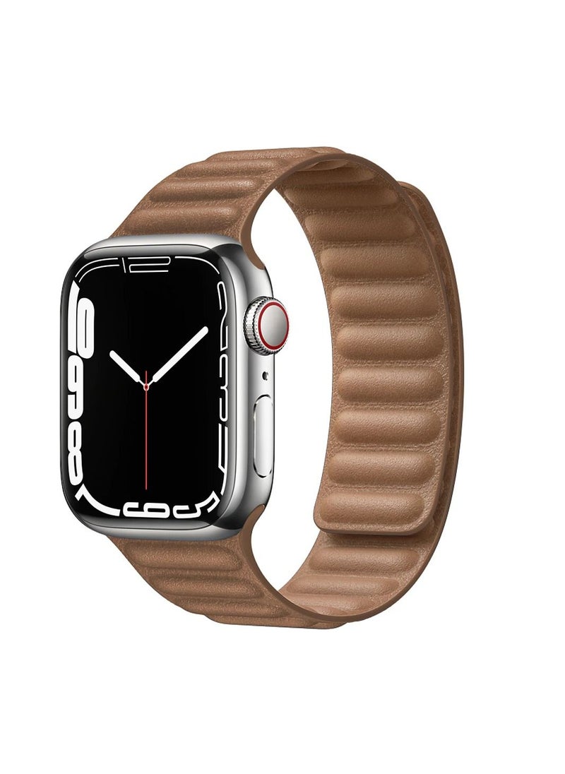 HEXABEX Apple Watch Leather Link Strap for 46mm/45mm/44mm/49mm Brown  - Image 1
