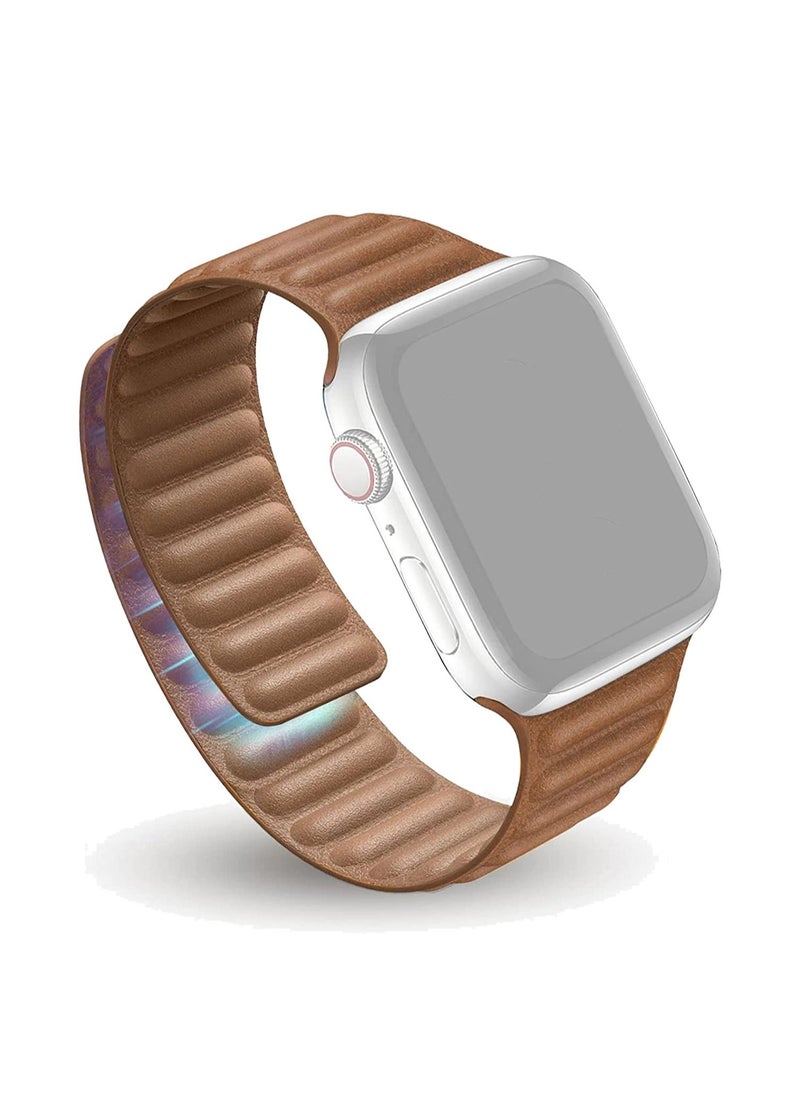 HEXABEX Apple Watch Leather Link Strap for 46mm/45mm/44mm/49mm Brown  - Image 3