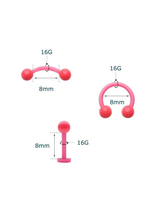 vcmart 16G Eyebrow Ring Lip Labret Nose Rings Acrylic Flexible Cartilage Ear Piercing Jewelry Pack 1 - Image 3