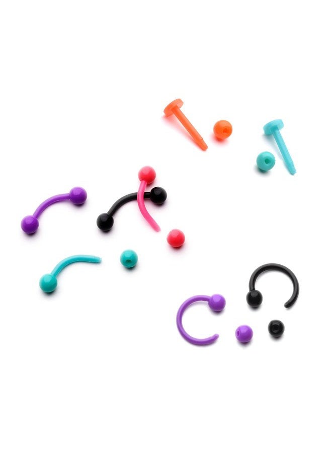 vcmart 16G Eyebrow Ring Lip Labret Nose Rings Acrylic Flexible Cartilage Ear Piercing Jewelry Pack 1 - Image 2