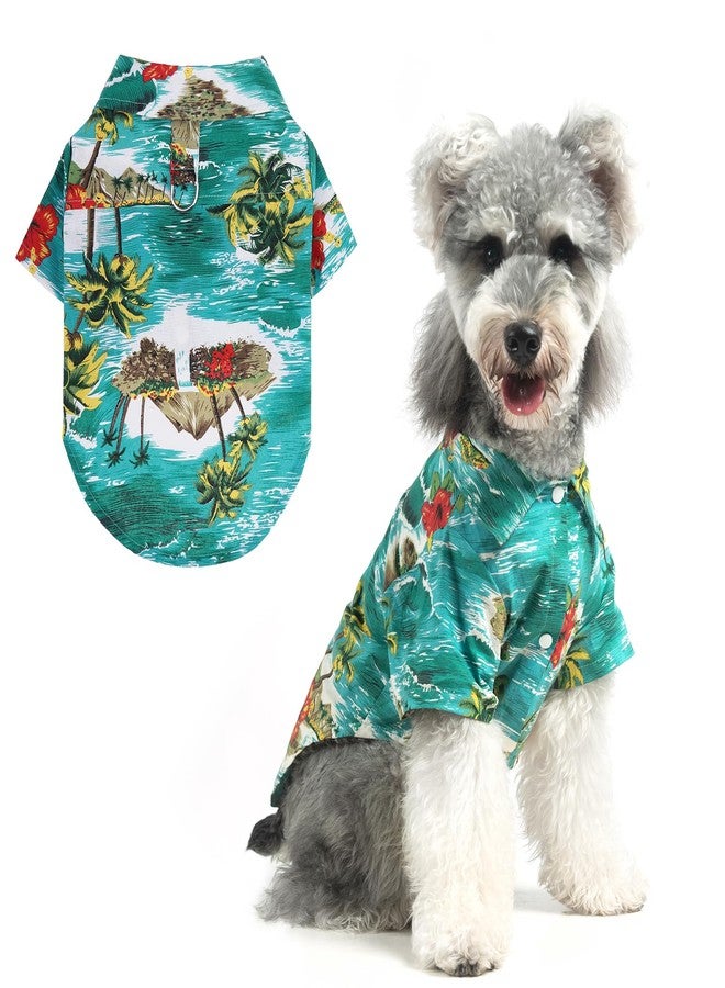 KOOLTAIL Dog Hawaiian Shirt, Dog Summer Clothes with Leash D-Ring for Medium Large Dogs, Floral Cool Beach Puppy Shirts with Sun Protection,Breathable Soft Pet Outfit Indoor&Outdoor Boy&Girl, Green L - Image 1