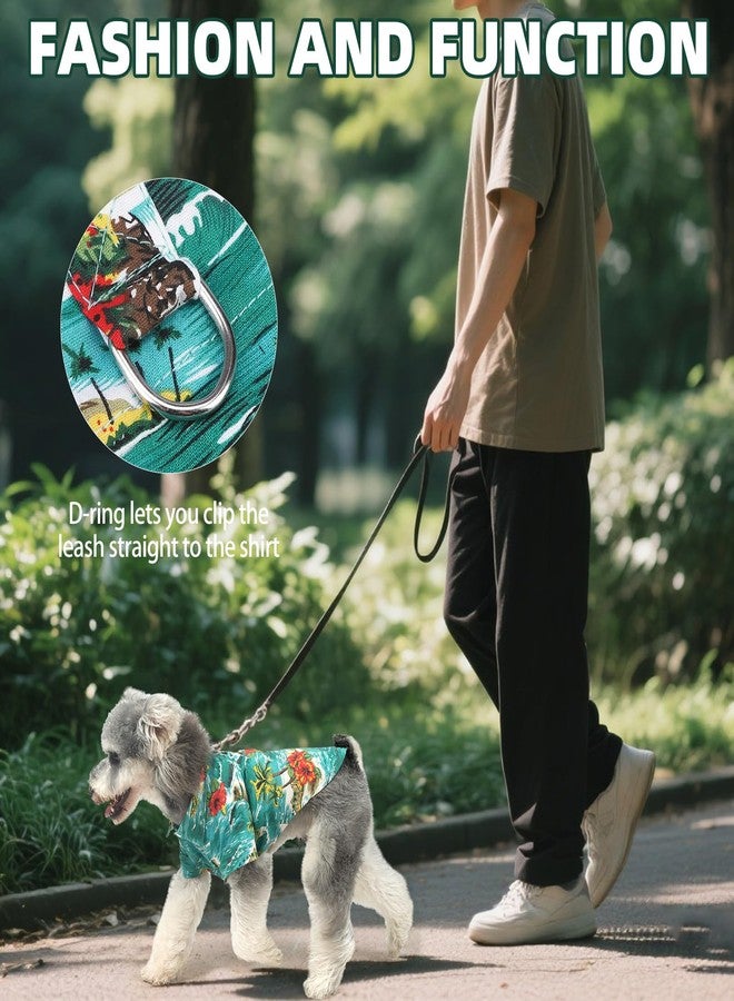KOOLTAIL Dog Hawaiian Shirt, Dog Summer Clothes with Leash D-Ring for Medium Large Dogs, Floral Cool Beach Puppy Shirts with Sun Protection,Breathable Soft Pet Outfit Indoor&Outdoor Boy&Girl, Green L - Image 2