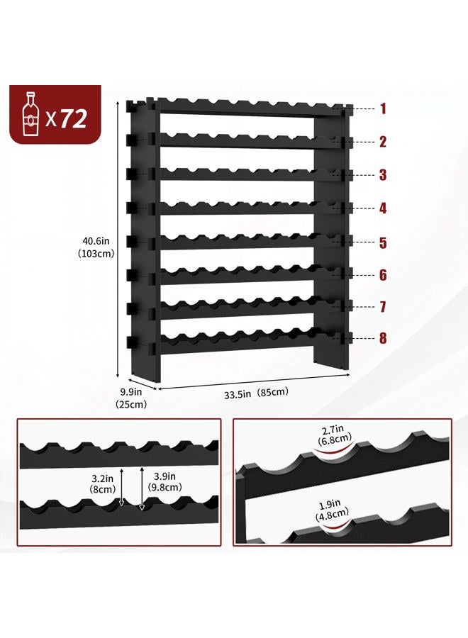 VASMIA Bamboo Stackable Wine Rack Black VWR08B01 - Image 3