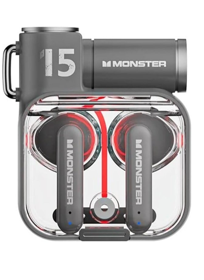 Monster XKT15 Wireless Bluetooth Earbuds Gaming Headphones Deep Bass Low Latency Game Headset with Built in Microphone Noise Canceling Comfortable to wear black