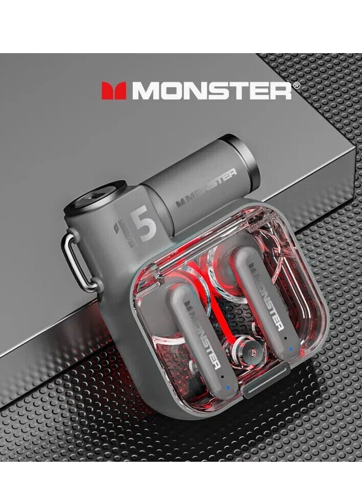 Monster XKT15 Wireless Bluetooth Earbuds Gaming Headphones Deep Bass Low Latency Game Headset with Built in Microphone Noise Canceling Comfortable to wear black
