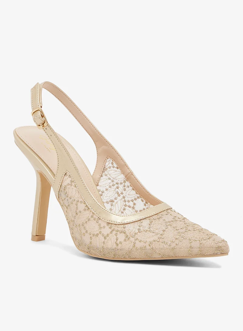 Ginger High Heel Mesh Sling Back Pumps