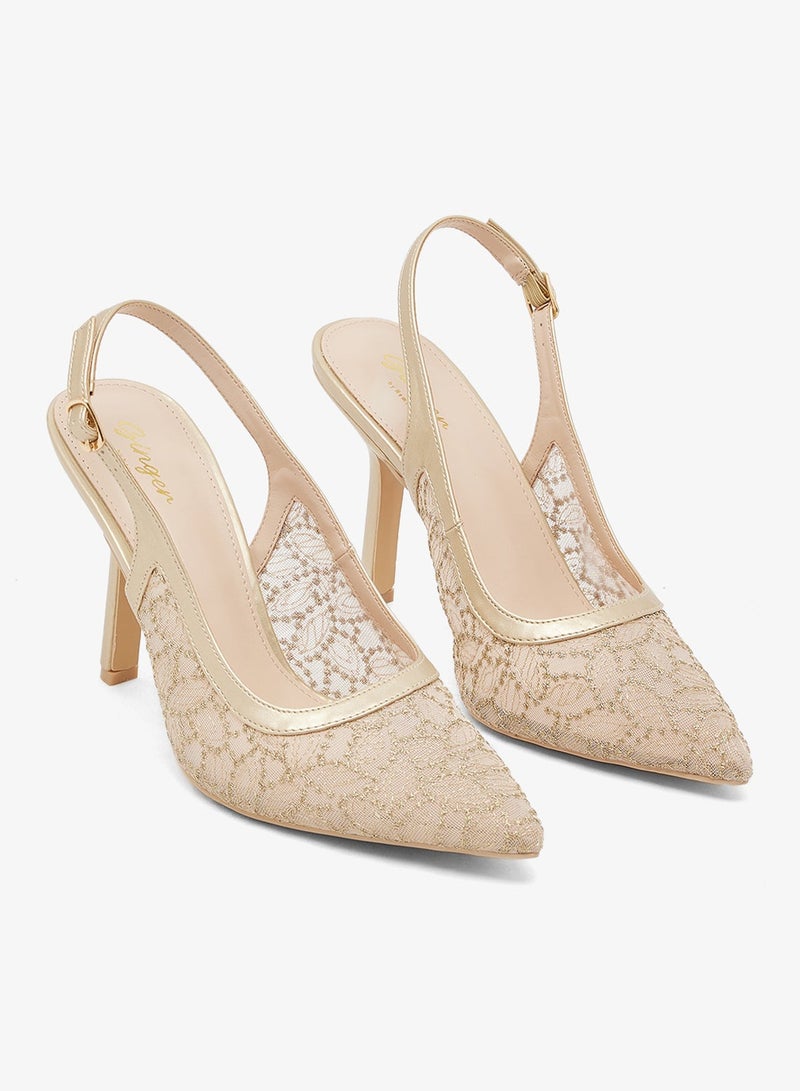 جينجر حذاء بكعب عالٍ شبكي بحزام خلفي - Image 5