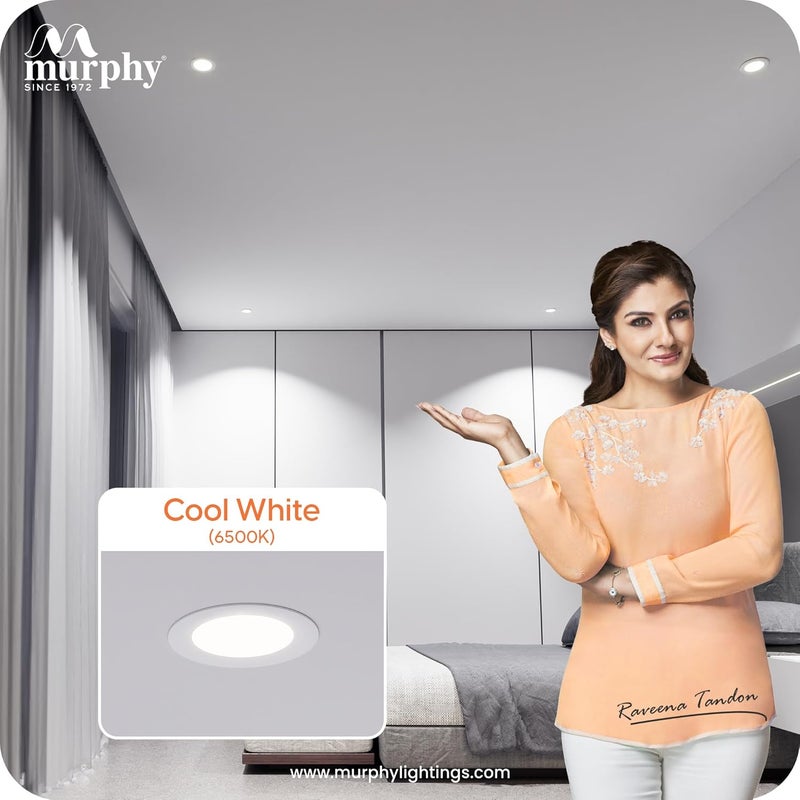 MURPHY Polycarbonate Flora 7W Led Down Light, Cool White Light, Round, Pack Of 1, Recessed Ceiling Led Light, Suited For 3 Inch Junction Box (2 Years Warranty) - Image 5