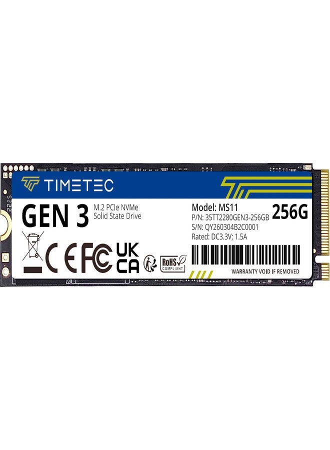تايم تيك محرك أقراص الحالة الصلبة الداخلي Timetec بسعة 256 جيجابايت من نوع NVMe PCIe Gen3x4 بسرعة 8 جيجابت/ثانية M.2 2280 بتقنية 3D NAND TLC وذاكرة تخزين مؤقتة SLC عالية الأداء بسعة 150 تيرابايت وسرعة قراءة/كتابة تصل إلى 2100/1600 ميجابايت/ثانية لأجهزة الكمبيوتر المحمولة والمكتبية (256 جيجابايت). - Image 1