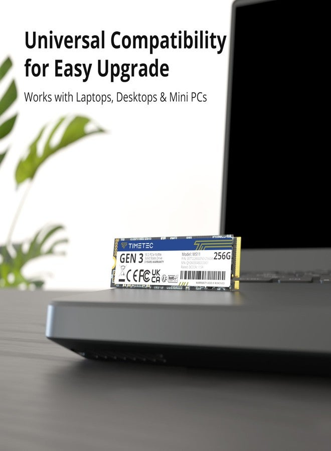 تايم تيك محرك أقراص الحالة الصلبة الداخلي Timetec بسعة 256 جيجابايت من نوع NVMe PCIe Gen3x4 بسرعة 8 جيجابت/ثانية M.2 2280 بتقنية 3D NAND TLC وذاكرة تخزين مؤقتة SLC عالية الأداء بسعة 150 تيرابايت وسرعة قراءة/كتابة تصل إلى 2100/1600 ميجابايت/ثانية لأجهزة الكمبيوتر المحمولة والمكتبية (256 جيجابايت). - Image 3