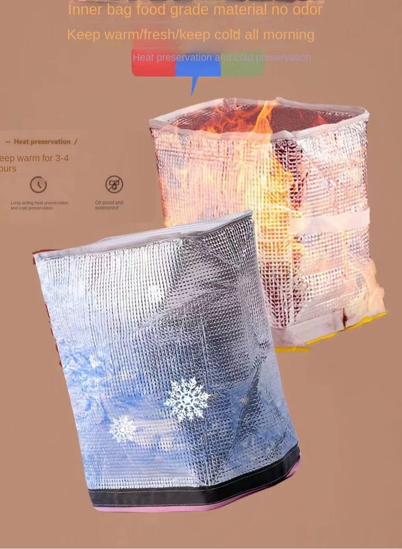 Excefore حقيبة غداء معزولة، 11 * 6.3 * 14.1 بوصة حقيبة بنتو مبرد، حقيبة غداء وردية محمولة، صندوق غداء للنساء، حقيبة غداء للرجال، حقيبة غداء للبالغين، حقيبة مبرد ناعمة، صناديق غداء للبالغين للرجال - Image 4