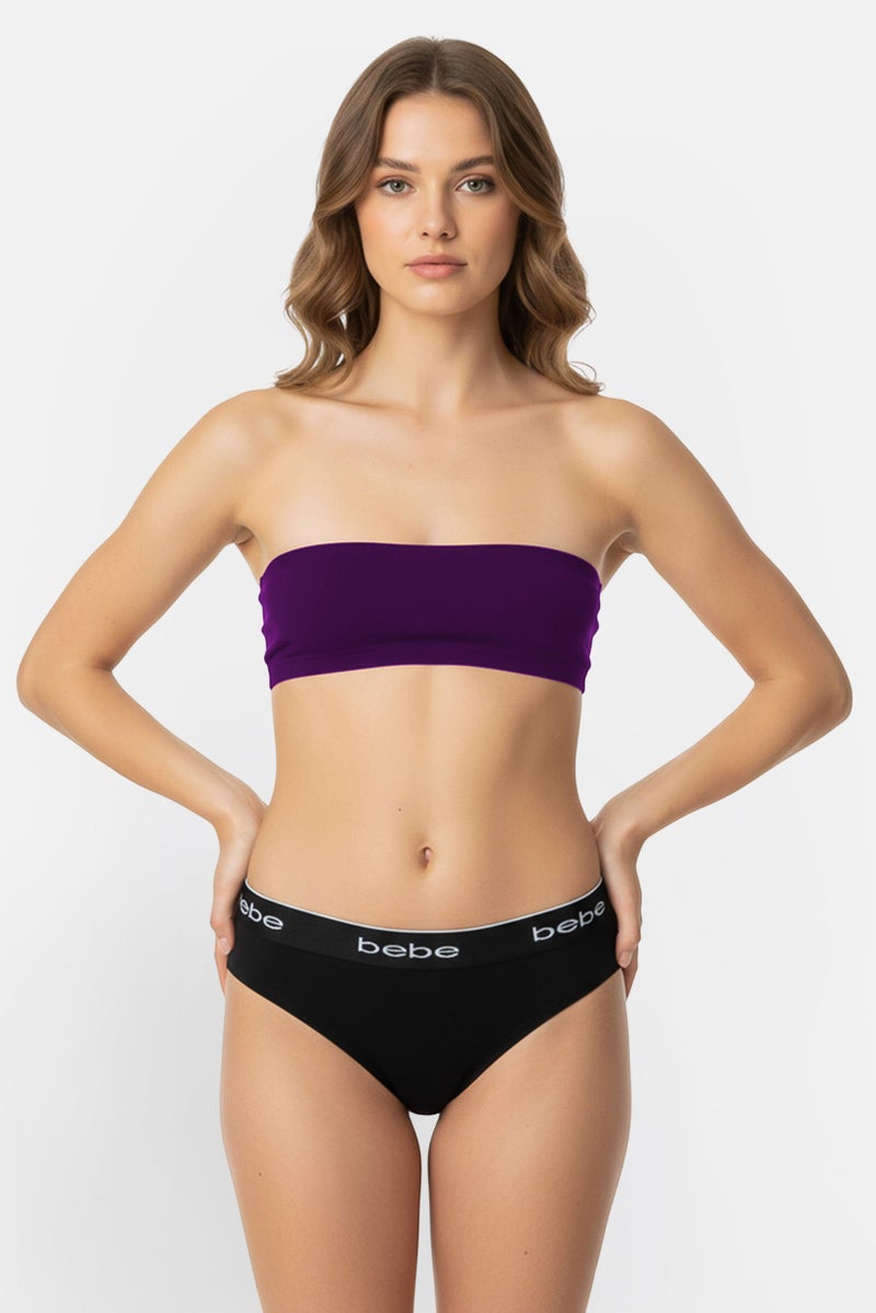 bebe Women 3 Piece Brand Logo Panties, Multicolor - Image 1