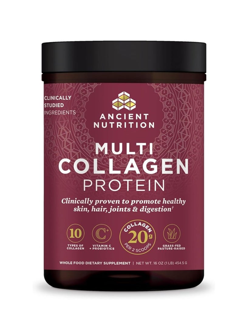 آينشنت نيوترشن بروتين الكولاجين المتعدد مع فيتامين C، 45 حصة تدعم البشرة والأظافر، صحة الأمعاء، 16 أونصة