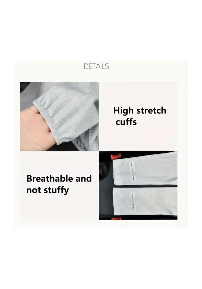 Nan UPF50+ Sun Protection Arm Sleeves and Face Cover Mask Set for Outdoor Activities - Black - Image 4
