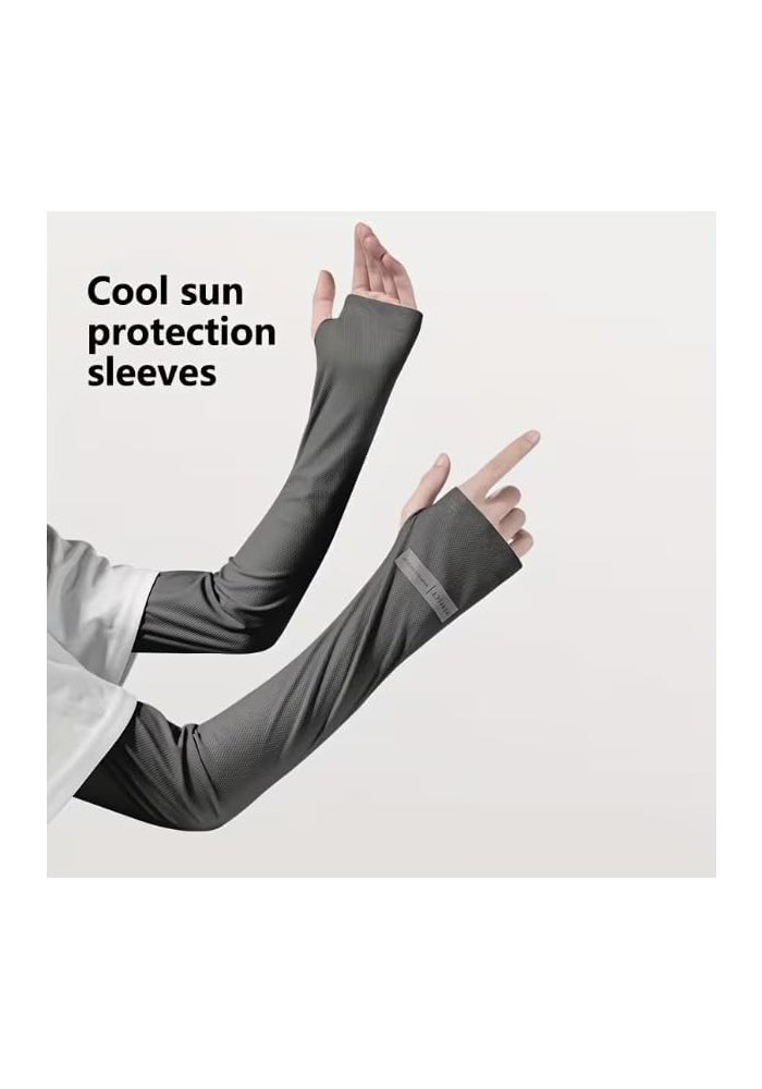 Nan UPF50+ Sun Protection Arm Sleeves and Face Cover Mask Set for Outdoor Activities - Black - Image 5