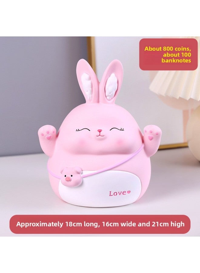 Rabbit Year Piggy Bank Children's Toy Piggy Bank Men's And Women's Gift Coin Box Piggy Bank Worker Vinyl Craft-Color:Rabbit Pink Medium  - Image 1