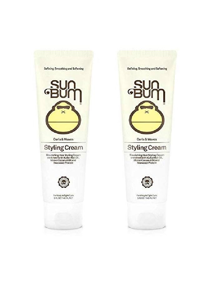 Sun Bum - Curls And Waves Styling Cream For Curly Hair | Curl Defining Cream | Frizz Control | Paraben Free | Sulfate Free | 5 Ounce | 2 Count - Image 1