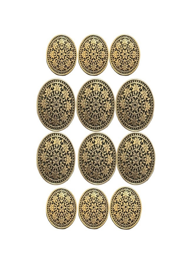 REENA Metal Brass Finish Gold & Black Carving 6+6 Sew-On Buttons for Coats, Jeans, Jackets & More | Stylish Brass Gold Black Finish, Durable Metal Buttons - Image 2