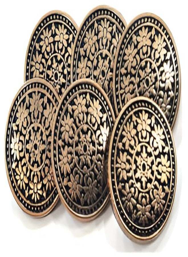 REENA Metal Brass Finish Gold & Black Carving 6+6 Sew-On Buttons for Coats, Jeans, Jackets & More | Stylish Brass Gold Black Finish, Durable Metal Buttons - Image 1
