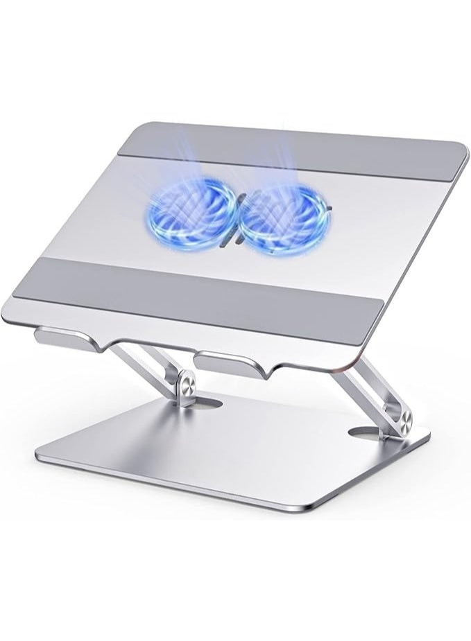 Ergonomic Laptop Stand with Cooling Fan – Adjustable Aluminum Desk Riser for 9-16" Laptops – Ideal for Work & Study - Image 1