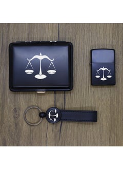 Ada Lazer Personalized Libra Zodiac Sign Metal Plate, Zippo Lighter and Keychain Set  - Image 3