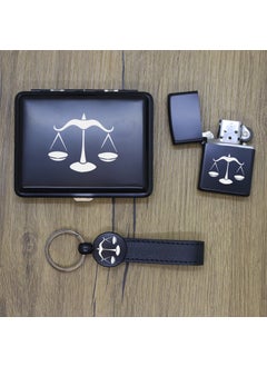 Ada Lazer Personalized Libra Zodiac Sign Metal Plate, Zippo Lighter and Keychain Set  - Image 4