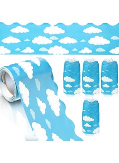 Bulletin Board Border, Blue Sky Clouds Classroom Borders for Bulletin Board, Scalloped Bulletin Board Decor, Blue Board Trim for Bulletin Board Classroom Decor (1Pc)