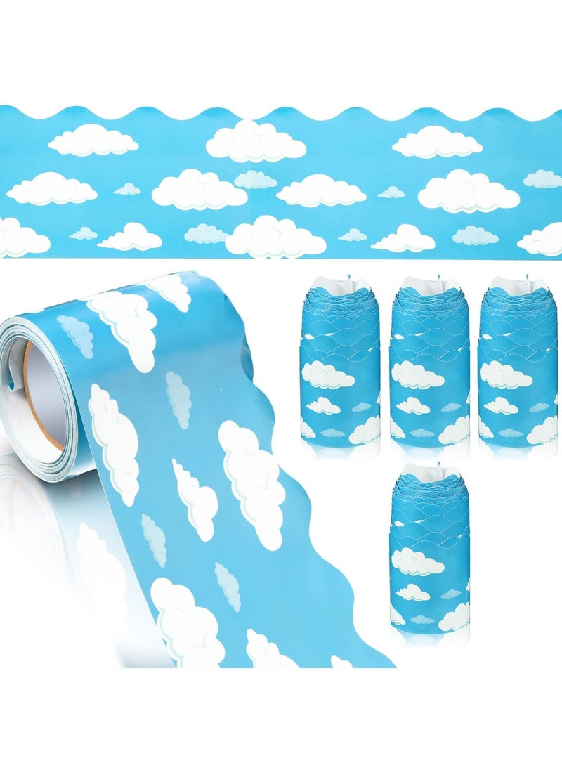 Excefore - Bulletin Board Border, Blue Sky Clouds Classroom Borders for Bulletin Board, Scalloped Bulletin Board Decor, Blue Board Trim for Bulletin Board Classroom Decor (1Pc) - Image 1