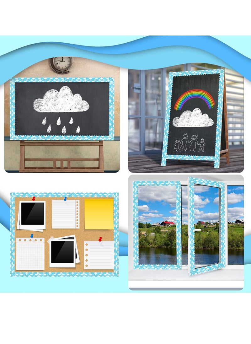 Excefore - Bulletin Board Border, Blue Sky Clouds Classroom Borders for Bulletin Board, Scalloped Bulletin Board Decor, Blue Board Trim for Bulletin Board Classroom Decor (1Pc) - Image 1