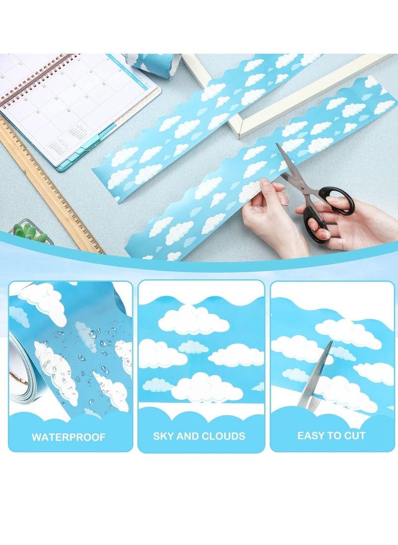 Excefore - Bulletin Board Border, Blue Sky Clouds Classroom Borders for Bulletin Board, Scalloped Bulletin Board Decor, Blue Board Trim for Bulletin Board Classroom Decor (1Pc) - Image 1