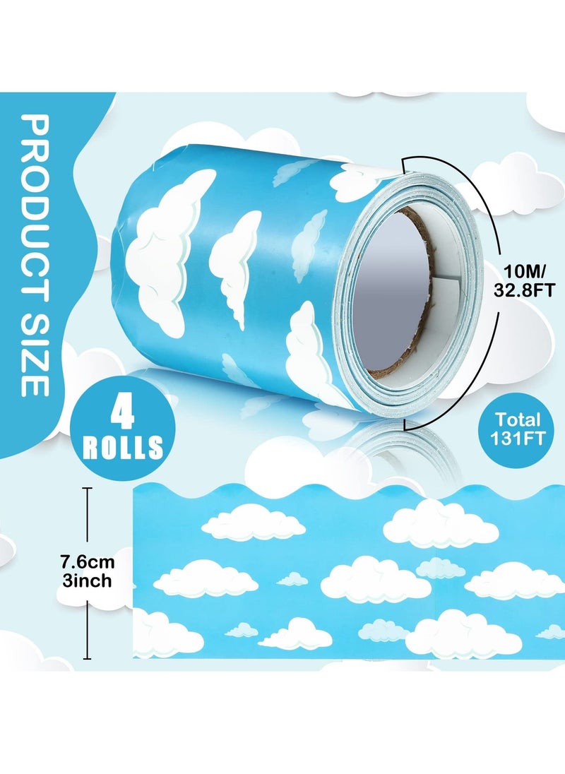 Excefore - Bulletin Board Border, Blue Sky Clouds Classroom Borders for Bulletin Board, Scalloped Bulletin Board Decor, Blue Board Trim for Bulletin Board Classroom Decor (1Pc) - Image 1