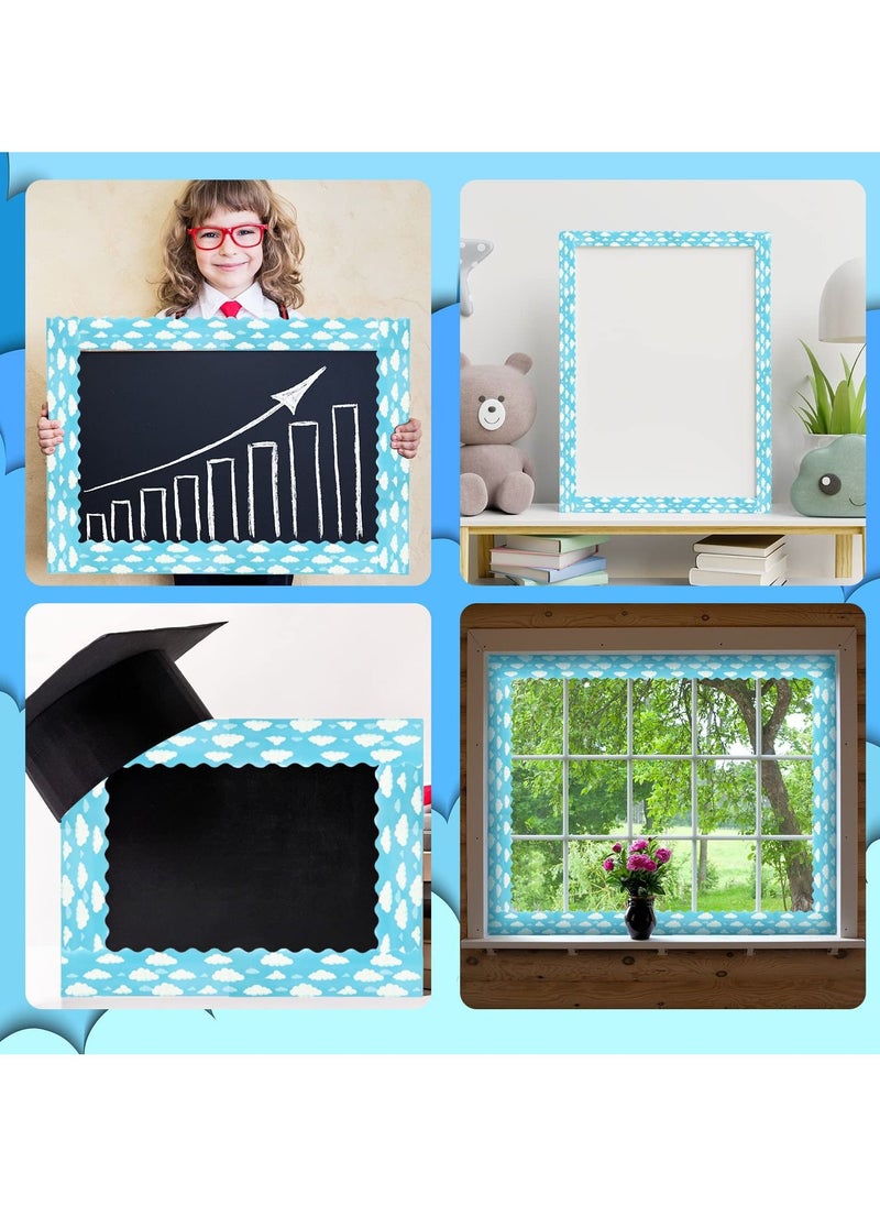 Excefore - Bulletin Board Border, Blue Sky Clouds Classroom Borders for Bulletin Board, Scalloped Bulletin Board Decor, Blue Board Trim for Bulletin Board Classroom Decor (1Pc) - Image 1