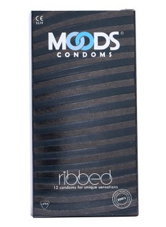 Moods Ribbed Condoms 12's Made With Natural Rubber Latex  - Image 1