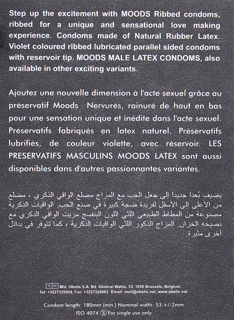 Moods واقيات ذكرية مضلعة 12 قطعة مصنوعة من المطاط الطبيعي  - Image 5