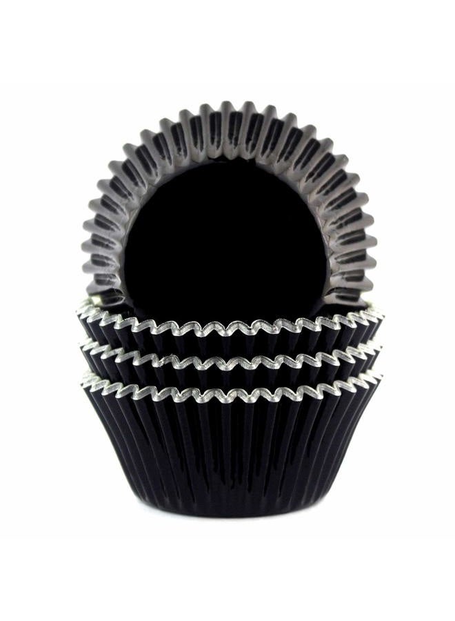 Eoonfirst Foil Cupcake Liners Halloween Party Standard Baking Cups 100 Pcs (Black) - Image 1