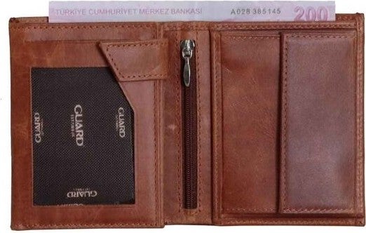 Guard Multi-Compartment Vertical Antique Tan Leather Men's Wallet  - Image 2