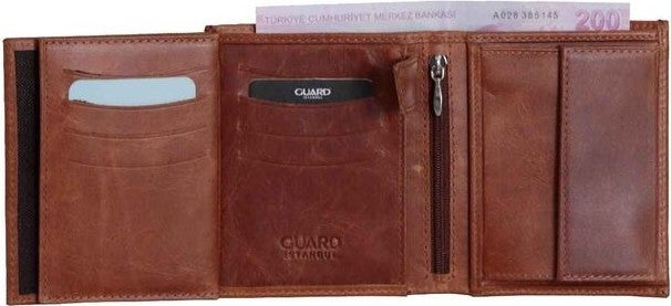 Guard Multi-Compartment Vertical Antique Tan Leather Men's Wallet  - Image 4