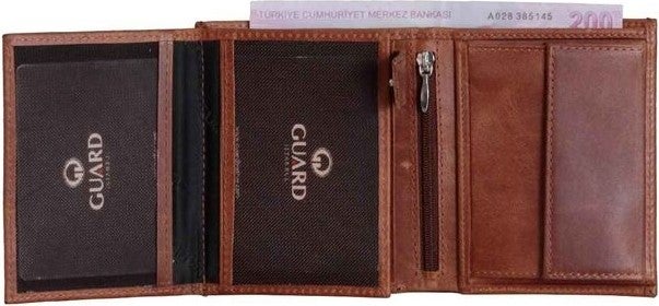 Guard Multi-Compartment Vertical Antique Tan Leather Men's Wallet  - Image 3
