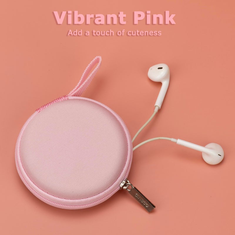 Ginsco Mini-Portable Hard Shell Earbuds Case for Apple EarPods Headphones USB-C Wired Ear Buds/Samsung Galaxy Wired Earbuds, Travel Case for Earphones Earplugs (1, Pink) - Image 3